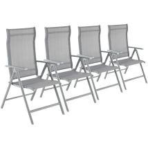 Set di 4 Sedie da Giardino Pieghevoli, Sedia da Esterno con Struttura in Alluminio Resistente, Schienale Reclinabile a 8 Angoli, Max Portata 150 kg,