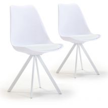 Vs Venta-stock - Set di 2 sedie da pranzo Cross stile nordico bianca, 54 x 49 x 84 cm
