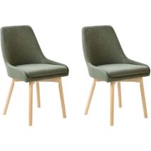 Set di 2 Sedie da Pranzo Gambe in Legno e Tessuto verde scuro Melfort