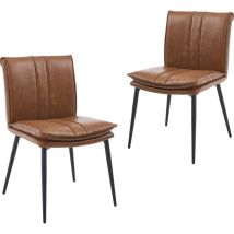 Wahson Set Di 2 Sedie Da Pranzo In Ecopelle, Sedie Da Cucina Con Gambe In Metallo, Moderna Sedia Imbottite Per Soggiorno, Marrone