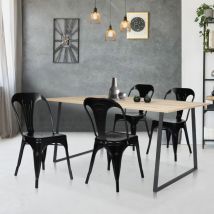 Idmarket - Set di 2 sedie da pranzo in metallo nero mate impilabile leny