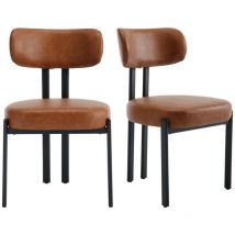 Wahson Office Chairs - Set di 2 Sedie da Pranzo in pu Sedie da Cucina Moderne Gambe in Metallo Sedie da Salotto per Sala da Pranzo, Marrone