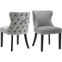 Wahson Office Chairs - Set di 2 Sedie da Pranzo in Velluto Sedie da Cucina Moderne con Gambe in Legno per Sala da Pranzo, Grigio