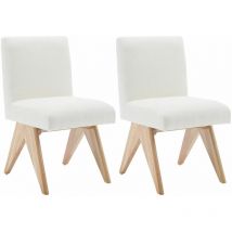 Wahson Office Chairs - Set di 2 Sedie da Pranzo Retrò Sedie da Cucina con Schienale in Tessuto Sedie Imbottite con Gambe in Legno per Soggiorno,Beige