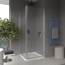 Nova - Box doccia 2 lati 70x70 cm fisso + porta 1 battente cristallo 8mm profilo satinato H200 cm mia