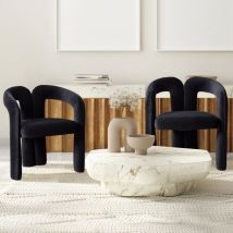 Tanant - Set di 2 sedie in velluto, sedie da pranzo con schienale - scandinave - soggiorno cucina poltrona - nero