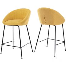 Wahson Office Chairs - Set di 2 Sgabelli da Bar in Tessuto Sgabelli Alti Cucina con Schienal per Cucina Bancone, Giallo