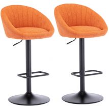 Wahson Office Chairs - Set di 2 Sgabelli da Bar in Tessuto Sgabelli Alti Cucina con Schienale, Sedie da Bar Regolabile e Girevole, Arancione