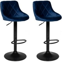 Happy Garden - Set di 2 sgabelli da bar in velluto blu robin