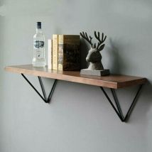 Set di 2 staffe per mensole in metallo a triangolo con prisma geometrico Mid-Century, staffe da parete nere, spesse