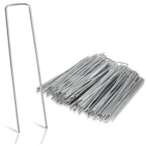 Hengda Confezione da 50 picchetti di fissaggio in acciaio zincato. ø 2.8 mm. per teloni. pacciame da giardino. prato Graffe a forma di u
