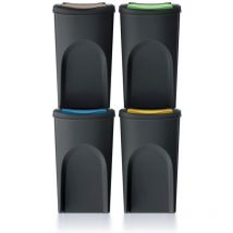 Set di 4 bidoni raccolta Keden sortibox 100% plastica, nero, 140L