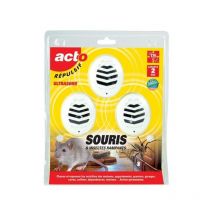 Set di 3 repellenti ad ultrasuoni per topi e insetti striscianti, proteggono 3 x 45 m² retro