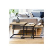 Idmarket - Set di 3 tavolini bassi 35/40/45 con design industriale detroit