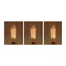 Set di 3 vintage lampadina Edison E27 BT75