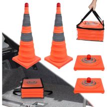 Naizy - Set di 4 coni segnaletici, 70 cm, coni stradali con spia led, coni stradali, tralicci, coni, pieghevoli con borsa, coni stradali