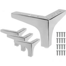 Set di 4 Gambe per Letto Triangolari in Metallo 10cm Piedini per Divani Mobili diy con Viti Cromo