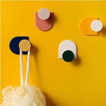 Alwaysh - Set Di 4 Ganci Adesivi Da Parete Geometrici, Impermeabili, Pratici, Resistenti.