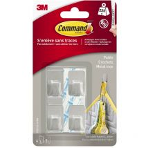 Set di 4 ganci adesivi decorativi in metallo, COMMAND, argento 0,225 kg COMMAND