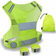 Set di 4 gilet da ciclismo riflettenti con strisce riflettenti - Gilet di sicurezza regolabili con tasche per jogging, ciclismo, escursionismo
