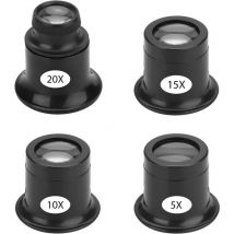 Set di 4 lenti d'ingrandimento portatili da gioielliere, lenti d'ingrandimento per orologiai con poteri diversi, 5x, 10x, 15x, 20x Lenti
