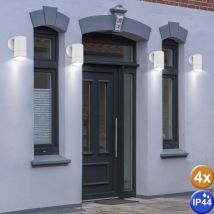 Set di 4 applique da parete per esterni facciate giù faretti bianco cortile vialetto illuminazione lampade per porte di casa