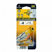 Set 4 tasselli e cerniere colore TESTA ROSSA, Diam.5 mm x L.30 mm Red head