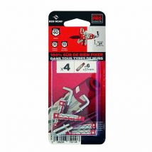 Set 4 tasselli e cerniere colore testa rossa, Diam.6 mm x L.37 mm Red Head