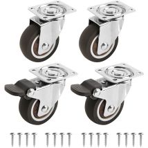 4 pcs Rotelle per Mobili 50mm Ruota Trasporto per Mobili 2 Ruota Frenante+2Ruota Universale Capacità Totale 40kg