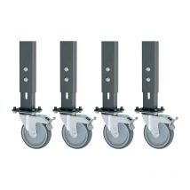Set di 4 ruote fisse girevoli 125 mm d.f.banchi da lavoro H.760-1080mm RAU