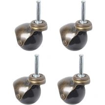 Set di 4 ruote piroettanti girevoli a 360 gradi, rotelle a sfera con stelo con anello di presa, con piastra superiore
