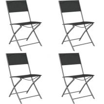 Bonnevie - Set di 4 Sedia da Giardino Pieghevoli Sedie da Esterno - Poltrone da Giardino in Acciaio e Textilene Nero BV281315
