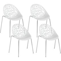 Beliani - Set di 4 sedie plastica bianco schienale decorativo traforato Mumford