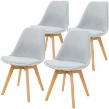 Ml-design - Set di 4 Sedie da Pranzo con Schienale in Lino Grigio Sedia Robusta Vintage Scandinava Imbottita Confortevole con Gambe in Metallo Sedia