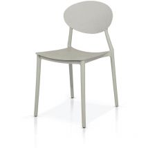 Set di 4 sedie di design minimale in polipropilene grigio con schienale ovale - Grigio