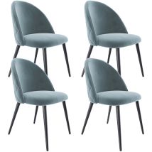 Arreditaly - Set di 4 Sedie Imbottite Da Pranzo Ufficio In Velluto Sedia Con Gambe In Metallo Con Schienale Seduta Comoda Per Soggiorno Salotto