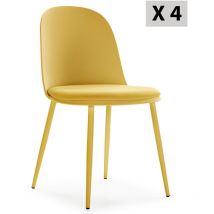 Vs Venta-stock - Set di 4 sedie Kana senape, gambe in metallo e sedile imbottito