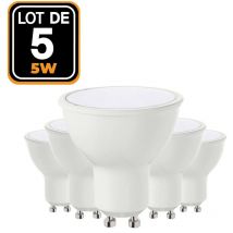 5 lampadine led da 5W GU10 bianco neutro 4500K ad alta luminosità