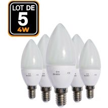 5 lampadine a fiamma led E14 4W 6000K ad alta luminosità