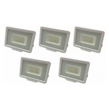 Lotto di 5 proiettori a led bianchi 20W (100W) impermeabile IP65 1600lm - White Day 6000K