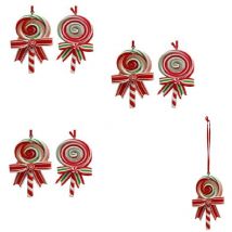 Set di 6 Lecca Lecca Decorazioni per Albero di Natale caramelle candy Cake Design biscotto grandi cm 9