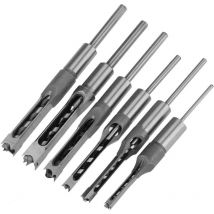Memkey - Set di 6 punte da trapano per fori quadrati, scalpello cavo in acciaio Set di strumenti per carpenteria per sega a foro quadrato Punte da