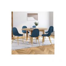 Idmarket - Set di 6 sedie da pranzo scandinave daphne in tessuto blu anatra