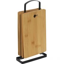 Set di 6 taglieri in bambù con base in metallo