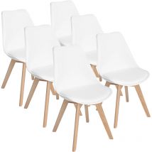 Iztoss - Set di 6 sedie - Bianco - Sedia scandinava - Gambe in legno (6 sedie in una confezione)
