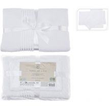 Bigbuy - Set asciugamani morbidi in cotone bianco - 3 misure, assorbenti e resistenti