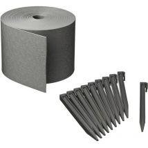 Set Bordatura da Giardino H15 cm x 10 m con Picchetti Grigio Nature Grigio