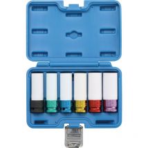 Set di bussole macch.riv.plastica 12,5 mm (1/2') 15 / 17 / 19 / 21 / 22 mm / MS17 6 pz.