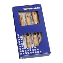Set di cacciaviti, 5 pezzi, misura legno scanalato, rotondo, con spallamento a 6 punte Promat