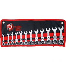 Serie di chiavi combinate a cricchetto extra corto 8 - 19 mm 12 pz.